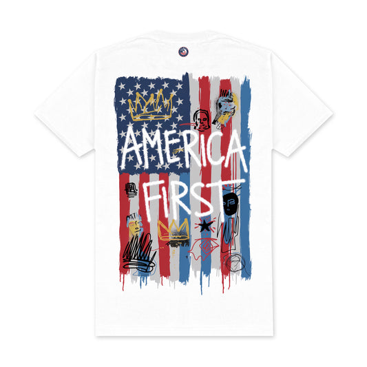 America First T-Shirt | Abstract Art Inspired Patriotic American Flag Tee